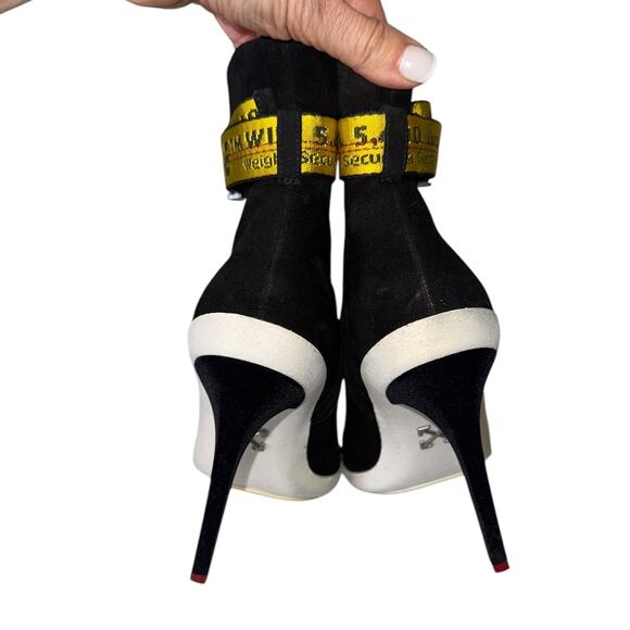 Off White Virgil Abloh Industrial Black White Suede Ankle Boots Size 40 - Picture 7 of 14